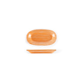 Glass Dinnerware 7.75" x 4.25" x h:0.5" Oval Orange Glass Platter (Set of 4)